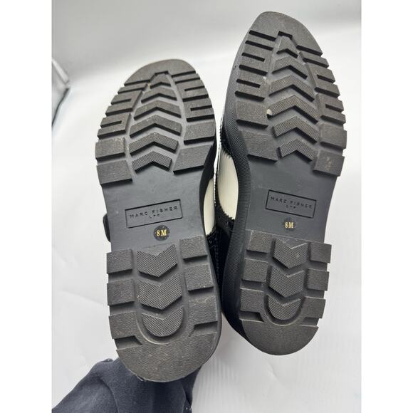 Marc Fisher LTD Remona Leather Monk Strap Loafers Black White Womens Size 8 - Picture 11 of 11